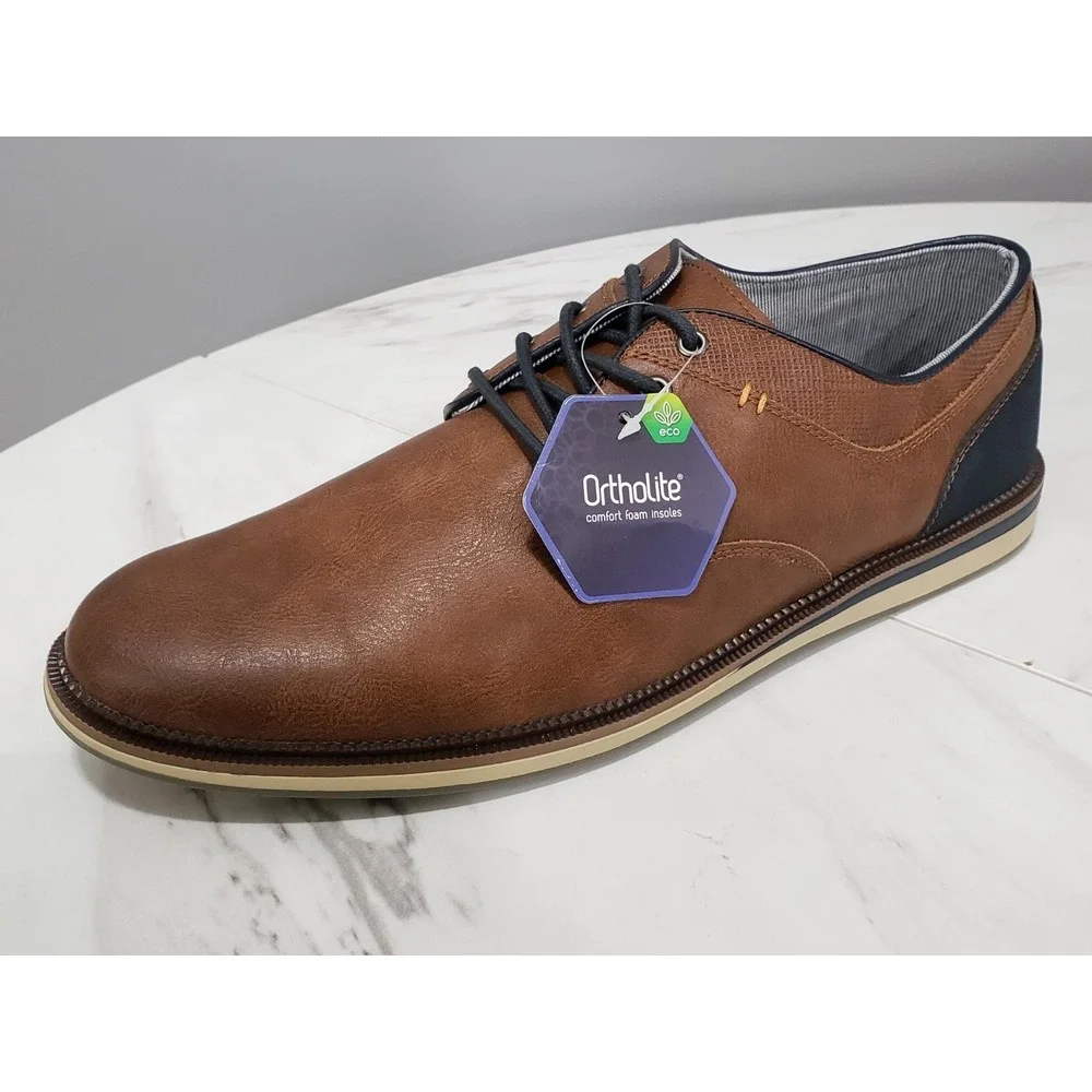 NEW NO BOX Sonoma Freer BROWN Cognac Men's Size 13 Shoes Sneaker Dress SHoe WOrk
